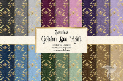 Golden Bee Kraft Digital Paper