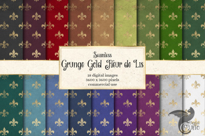 Grunge Gold Fleur de Lis Digital Paper