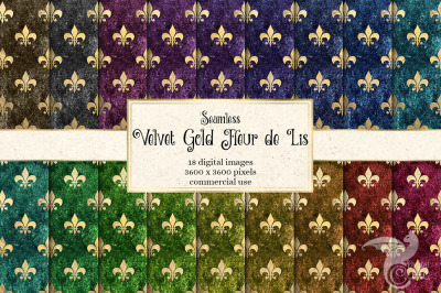 Velvet Gold Fleur de Lis Digital Paper