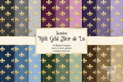 Kraft Gold Fleur de Lis Digital Paper