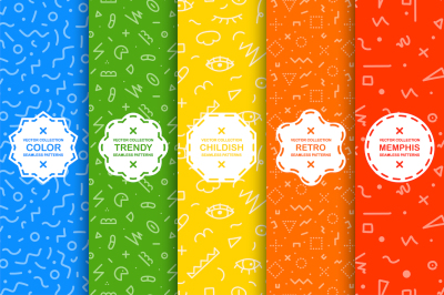 Trendy seamless colorful patterns