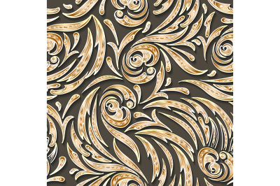 Golden Swirls Seamless Pattern