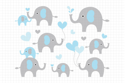 Cute Elephants-Digital Clipart (LES.CL10A)