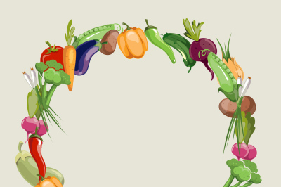 Vegetables raw food vector blank frame