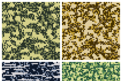 Military camouflage, army uniform fabric vector seamless patterns