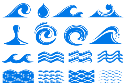 Waves and water vector symbols