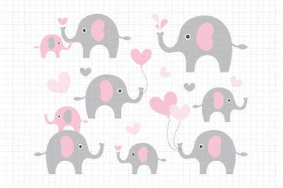 Cute Elephants-Digital Clipart (LES.CL10B)