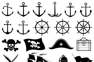 Vintage nautical&2C; marine&2C; navy&2C; pirate vector icons