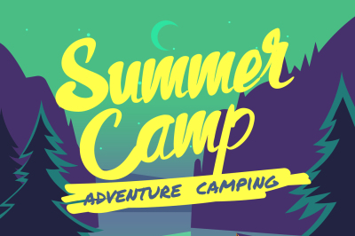 Night forest with moonlight and campfire summer adventure camping vect