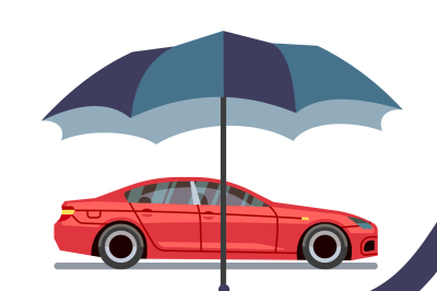 Car insurance vector concept with hand holding umbrella