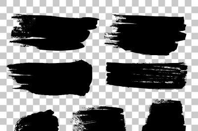 Grunge black rough brush strokes vector set