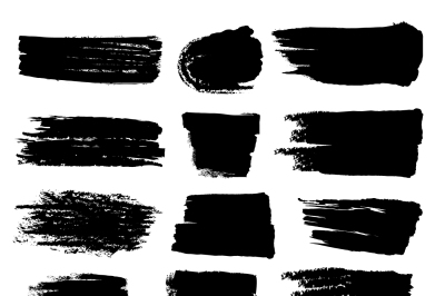 Black paint brush strokes&2C; dirty inked grunge vector art brushes