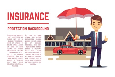 Insurance vector concept with insurance agent showing document, policy