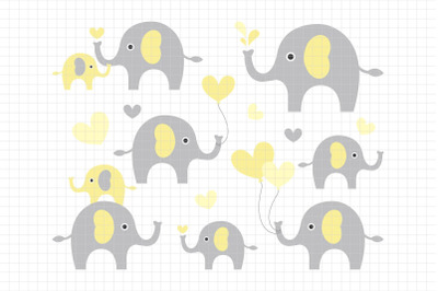 Cute Elephants-Digital Clipart (LES.CL10C)