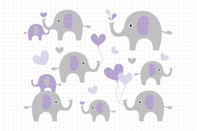 Cute Elephants-Digital Clipart (LES.CL10D)