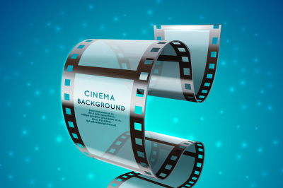 Abstract cinema retro poster with film strip roll&2C; vector movie festiv