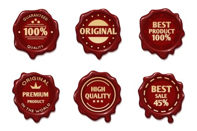Old wax stamps with finest quality advertising text vector stock