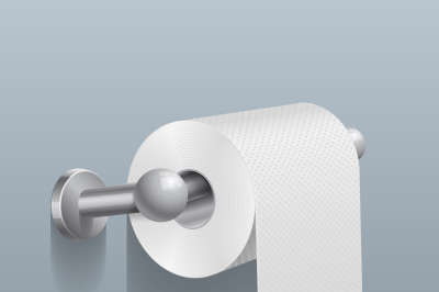 White toilet paper roll, serviette on wall vector illustration