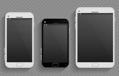 Touch screen mobile phones, smartphones in different size and tablet v