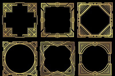 Art deco nouveau border frames in 1920s style vector set