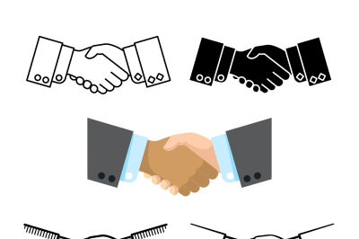 Handshake, business partnership, agreement vector icons