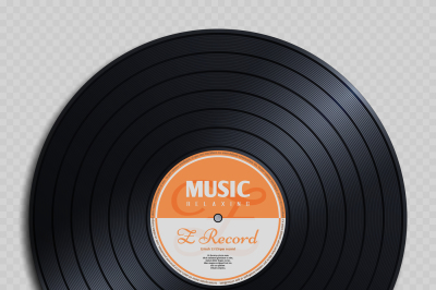 Audio analogue record vinyl vintage disc isolated on transparent backg