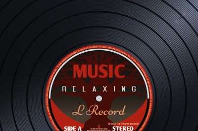 Retro vinyl record label music poster vector background