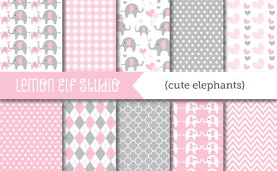 Cute Elephants-Digital Paper (LES.DP10B)