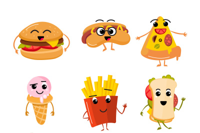 Funny fast food vector characters