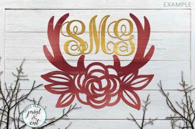 Floral Deer antlers laser cut papercutting template svg dxf pdf