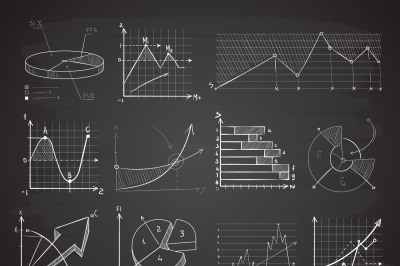 Hand drawn finance business charts, diagrams, pie graph doodle vector 