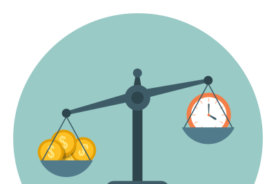 Time is money, scale measuring flat time management vector business co
