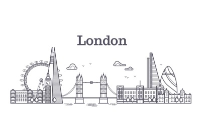 London city skyline with famous buildings, tourism england landmarks o