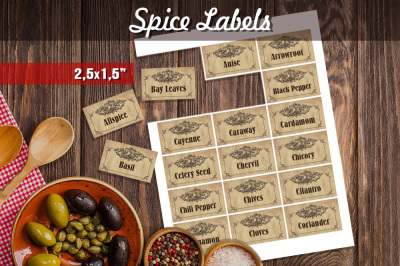 Vintage Herbs and Spices Labels