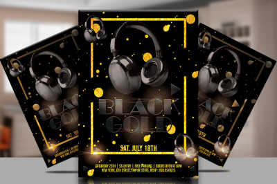 Black and Gold party flyer Template