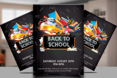Back 2 School Party Poster Template