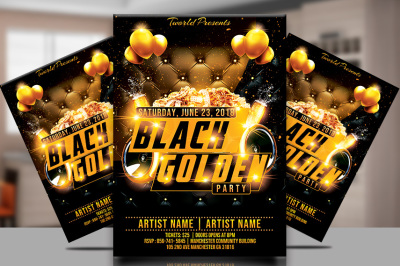 Black and Gold Party Flyer Template