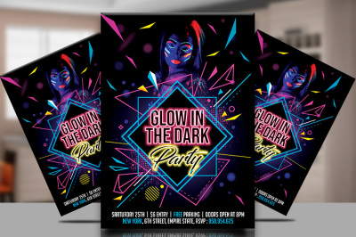 Glow in the Dark Party Flyer Template