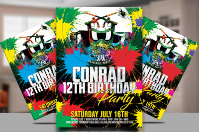 Paintball Party Poster Template