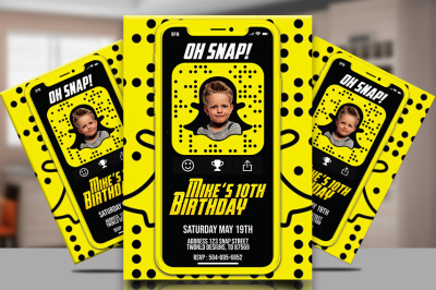Snapchat birthday party flyer template