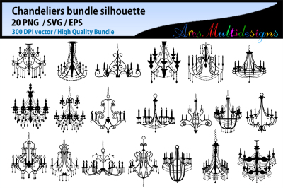 Chandeliers silhouette / Chandeliers vector silhouette / Chandelier