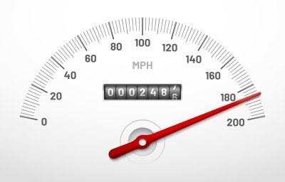 Car speedometer dashboard. Speed metre panel with odometer, miles coun