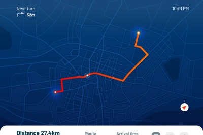 Route dashboard. City street map navigation, town running routes and g