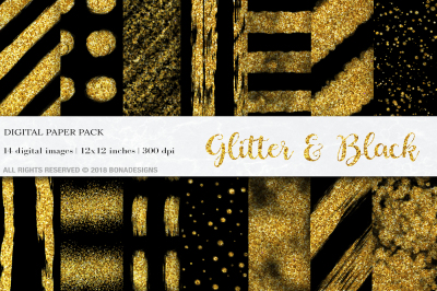 Glitter &amp; Black Digital Papers