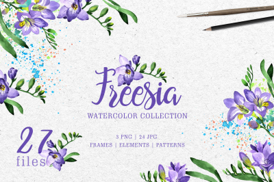 Purple Freesia Watercolor png