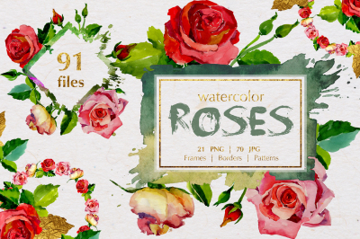 Roses Watercolor Scarlet png