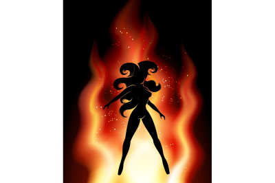 Female silhouette on Flame background