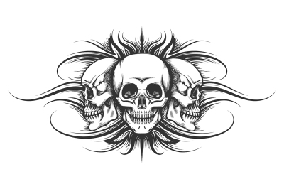 Three Skulls Tattoo Illustration