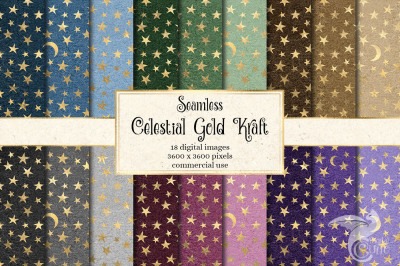 Celestial Gold Kraft Digital Paper