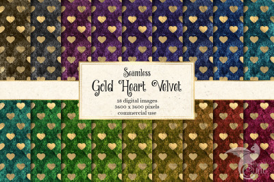 Gold Hearts Velvet Digital Paper